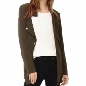 Aritzia Womens XXS Wilfred Mayat Crepe Moto Jacket Dark  Olive